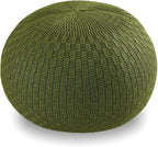 ARTPLAN - Round Knit Pouf - Woven Floor Ottoman - Handmade & Hand Stitched - 19.7 Dia x 12.8 High - Boho Home Décor - Living Room - Bedroom,Army Green