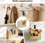 Hanging Basket for Wall, Rattan Woven Hanging Basket Front Door Decor, Water Hyacinth Mail Baskets Wall Mounted Storage Entryway Organizer for Living Room, Bedroom, Office, Housewarming Gift