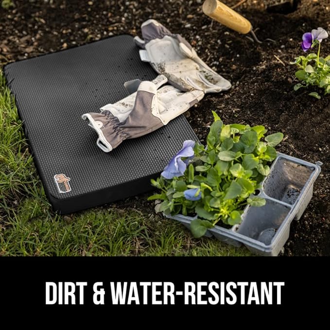 GORILLA GRIP Extra Thick Patent Pending Supportive Foam Kneeling Pad, Large Cushion Knee Pads for Gardening, Baby Bath Time, Dirt and Water Resistant, Workout and Garden Supplies, 17.5x11, Black
