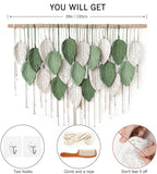 Weldomcor Large Macrame Wall Hanging, Boho Leaves Macrame Tapestry Wall Decor Handmade Woven Hanging Decor Chic Bohemian Wall Art Home Decoration for Bedroom Living Room Nursery Office 39"W x 29.5"L