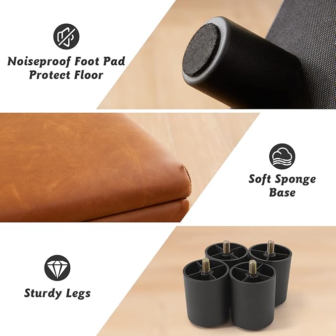 Small Foot Stool Under Desk Foot Stools Ottoman Footstool Foot Stools Small Footstools Foot Stool for Living Room Foot Rest 15" W x 12" D x 9.5" H Faux Leather Brown
