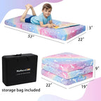 MeMoreCool Foldable Floor Cushion for Kids, Glow Star Trifold Play Mat, Portable Floor Lounger Seat Pad, 57x22 Inch Colorful