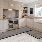 Artoid Mode Washable Non-Skid Kitchen Rugs and Mats Set of 2, Rubber Backing Home Decor Kitchen Mats for Floor Front of Sink Black - 17x29 and 17x60 Inch