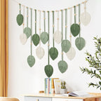 Betylifoy Macrame Wall Hanging Large Macrame Leaves Tapestry Wall Hanging Decoration Boho Handmade Woven Leaf Feather Wall Art Decor for Nursery Bedroom Living Room Office Christmas Thanksgiving Decor, 29 X 51 Inch (Green)