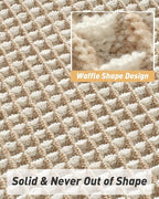 AMOAMI Upgraded Waffle Runner Rug Super Absorbent Non Slip Bath Mats for Bathroom Machine Washable Bathroom Runner Rug with Tassels, Ideal for Hallway Bedroom Laundry Room, 2' x 6', Brown & Cream