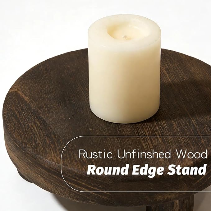 6"/8"/10" 3pcs Unfinished Rustic Wood Stands - Wooden Round Riser - Plant Risers Stand for Decor Display