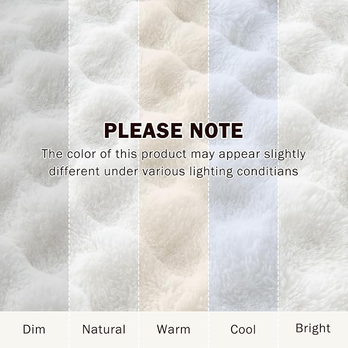 EMME Faux Fur Blanket Twin Size White - Big Bubble Rabbit Cozy Blanket for Couch, Thick Furry Plush Shaggy Blankets, 650GSM, 60x80 Inches
