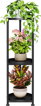 SYQ 3 Tier Plant Stand Indoor Outdoor - 34'' Extra-Tall Metal Plant Stands for Potted Plants Multiple Tiered Plant Shelf Vertical Black Iron Planter Rack Large Flower Pot Holder Table for Patio Corner