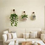 Macrame Plant Hanger Set of 2, Boho Wall Hanging Planter for Up to 6 Inch Pots - Handwoven Cotton Rope Wall Decor with S-Hooks for Indoor Plants in Living Room, Bedroom & Office