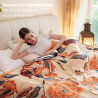 Boho Throw Blanket, 100% Cotton Breathable Soft Bed Throw - Floral Bird Farmhouse Decor Blanket for Sofa Couch Chair Quilt and Gift. 80" x 90"- Beige