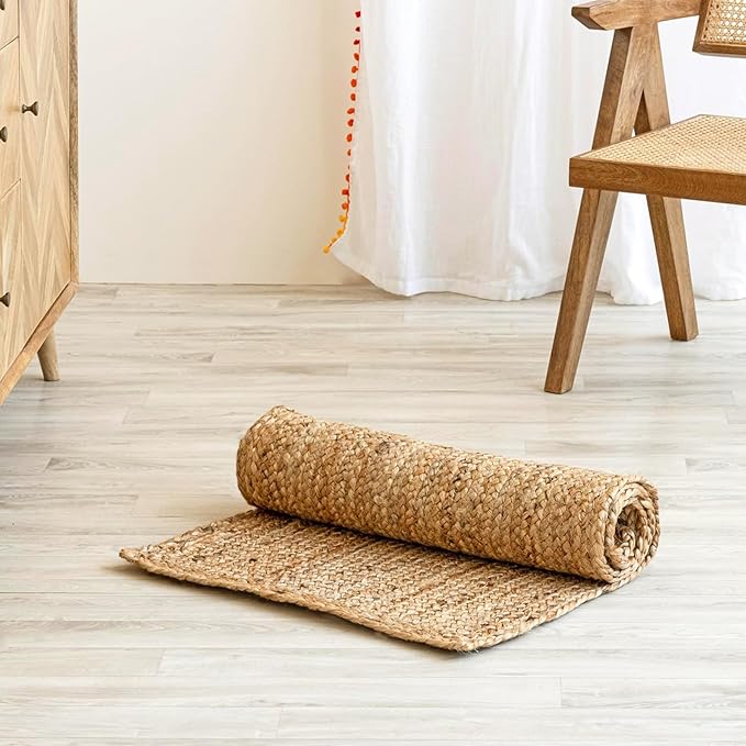 HOMEMONDE Handcrafted Woven Jute Runner Rug 2x8 ft - Rustic Natural Braided Area Rug - Farmhouse Indoor Eco Friendly Floor Rug for Kitchen, Hallway, Living Room, Bedroom