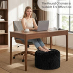 Round Pouf Ottoman Foot Rest, 17"×15" Foam Filled Foot Stool for Living Room, Lightweight Decorative Pouf Stool for Couch or Chair, Soft Modern Ottoman for Home Decor, Black
