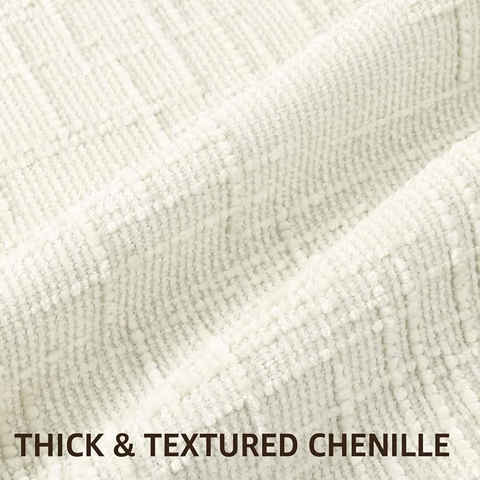 decorUhome Spring Cream White Chenille Euro Sham Throw Pillow Covers 24x24 Set of 2 Textured Soft Cozy Slubby Couch Pillow Covers Modern Farmhouse Boho Decorative Pillow Cases for Bed Sofa Living Room