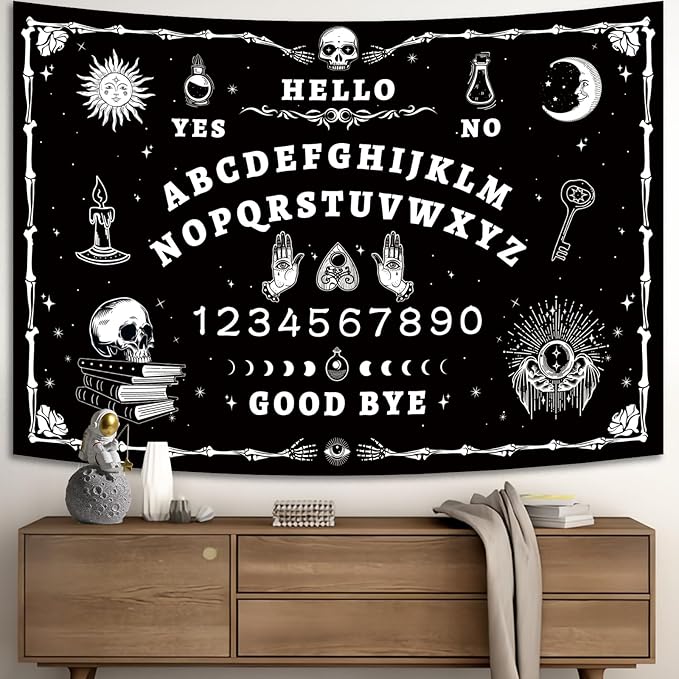 Atrippy Halloween Gothic Grunge Room Decor, Skull Tapestry for Bedroom,Goth Witchy Dark Aesthetic Home Decor,Small Skeleton Vintage Black and White Emo Wall Decor (24" X 36")