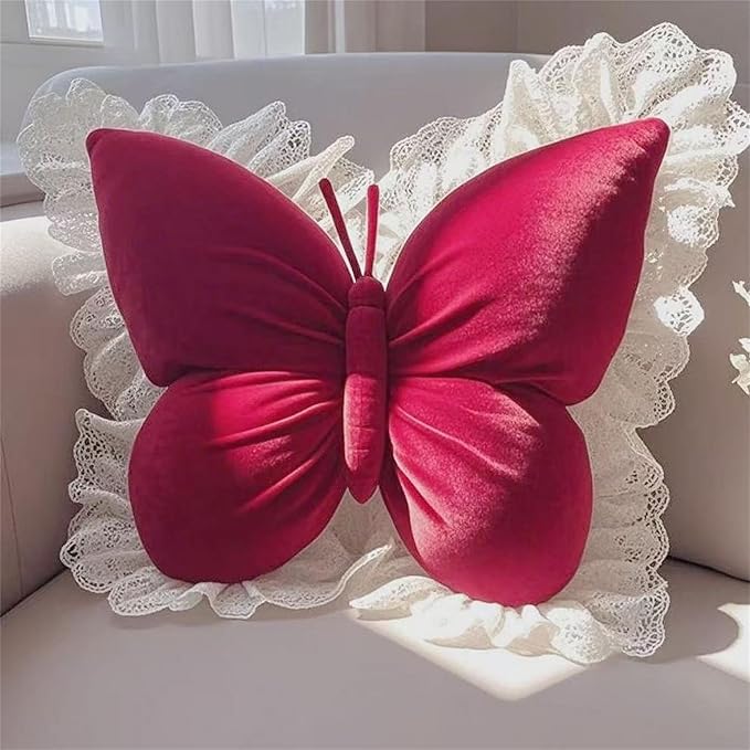 Butterfly Sofa Pillow Animal Floor Reading Pillow Car Cushion (red, 50cm)
