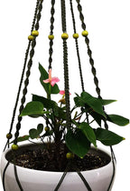 Plant Hanger Macrame Cotton 6 Legs 51 Inches in Tan and Green Color for Indoor Outdoor, Living Room, Kitchen, Deck, Patio, High and Low Ceiling with Size of 10-12 inches Without THE Pot (Dark Green)