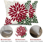 DFXSZ Wine red Dark Green Flower Pillow Covers 16x16 Inch Set of 2 Outdoor Throw Pillows Outdoor Waterproof Decor for Living Room Sofa Patio Funiture Garden Floral Polyester Pillow Covers 002W16