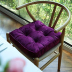 vctops Soft Velvet Chair Pads with Ties Comfy Solid Seat Cushion for Dining Chairs, Office Chairs, Hardwood Floors (Purple, 16"x16")