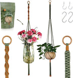 2 Packs Macrame Plant Hanger Colored Braided Polyester Rope Outdoor Indoor Adjustable Hanging Planter for up to 10 Inch Plant Pot Modern Boho Home Decor (Forest Green/Burnt Orange)