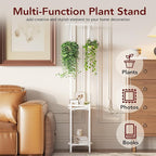 Plant Stand Indoor Outdoor - Heavy Duty Metal 2-tier Hanging Plant Holder Space-Saving Iron Plant Stands Tall Plant Shelf for Living Room Garden Balcony (White)