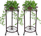 2 Pack Metal Plant Stand Indoor Outdoor,2 Tiers 20.3inch Tall Plant Stands,Iron Corner Flower Pot Holder, Plant Rack, Display Shelf for Home Garden Office-Brown