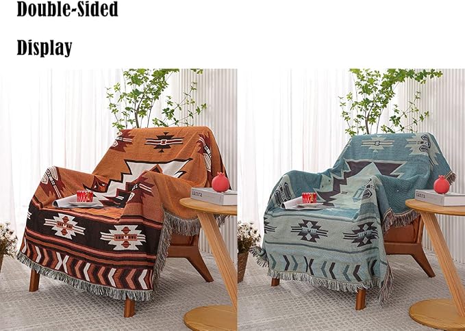 Hopstar Aztec Throw Blanket Navajo Indian Blankets and Throws Boho Western Decor Couch Cover Blanket for Bed Sofa Living Room Beach Travel 51"x63"