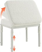 Adjustable Ottoman Pouf, 4 Height Position & 60 Degree Tilt Angle Teddy Bear Fleece Ottomans Foot Stools Pouffe Footstool for Under Desk for Living Room Home Office(Beige Fleece)