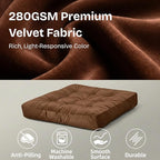 Meditation Floor Pillow Set of 2, Large Velvet Floor Pillows for Sitting, Tufted Floor Seating Cushions for Adults, Big Pillows for Yoga & Living Room, 22x22 Inch, Brown