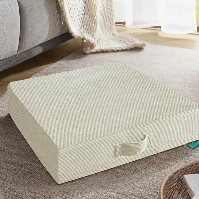 28 inches Meditation Floor Pillow Square Large Floor Cushions for Adults, Thick Memory Foam Seat Cushions for Yoga, Living Room, Sofa, Tatami, Bay Window Beige