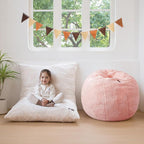 MAXYOYO 3 in 1 Kids Bean Bag Chair Bed, Child Floor Sofa for Gaming, Reading, Faux Fur Floor Mattress with High-Density Foam Filling for Living Room Bedroom