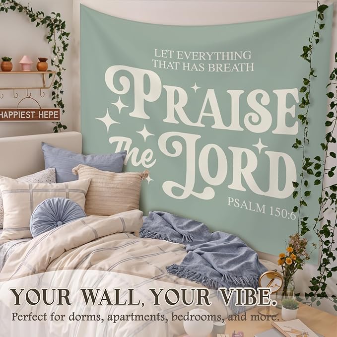 STHTTSW Sage Green Christian Bible Wall Tapestry, Inspirational Wall Decor, Wall Art Home Decor, Christian Gift for Women, Tapestry for Bedroom, Living Room Dining Room Office, 50x60 Inch