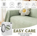 ROOMLIFE Green Sofa Cover, Vintage Boho Couch Cover for 3 Cushion Sofa, Soft Breathable Sofa Cover for Dog, Washable Furniture Sofa Protector Cover Blanket with Tassel for Living Room, 71 '' X 150''