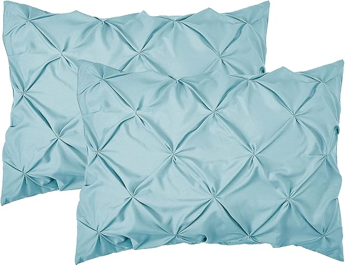 Elegant Comfort 2-Pack Sham Set Pinch Pleat Design, 1500 Premium Hotel Quality Microfiber, Stylish Design-Easy Care, Wrinkle and Stain Resistant, 2-Piece Sham Set, Pleated King, Aqua