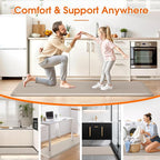Kitchen Mat, Cushioned Thick Floor Comfort Mat, with Non-Slip Bottom, Waterproof & Stain Resistant & Easy Clean, Standing Desk Mat for Kitchen, Sink, Office (17.3''x60'', Khaki)