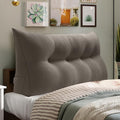 WOWMAX 80% Cotton & 20% Linen Blend Headboard Pillow – Full Size Reading Wedge Backrest for Bed, Handmade Firm Support Bolster Cushion with Removable Cover, Premium Bed Rest Pillow, Light Gray