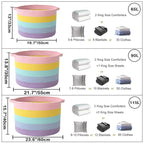 90L Large Blanket Basket,21.7"L x 21.7"W x 13.8"H Rope Woven Baskets with Handles, Toys Storage Bins,Laundry Basket Perfect for Living Room, Nursery,Bedroom,Home Organization,Colorful
