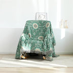 Boho Throw Blanket for Bed 100% Cotton Ultra Soft Rustic Quilt Spring Blanket Floral Printed Farmhouse Decor Bed Blankets,60"x80" All Season Rustic Throw for Sofa Couch Chair