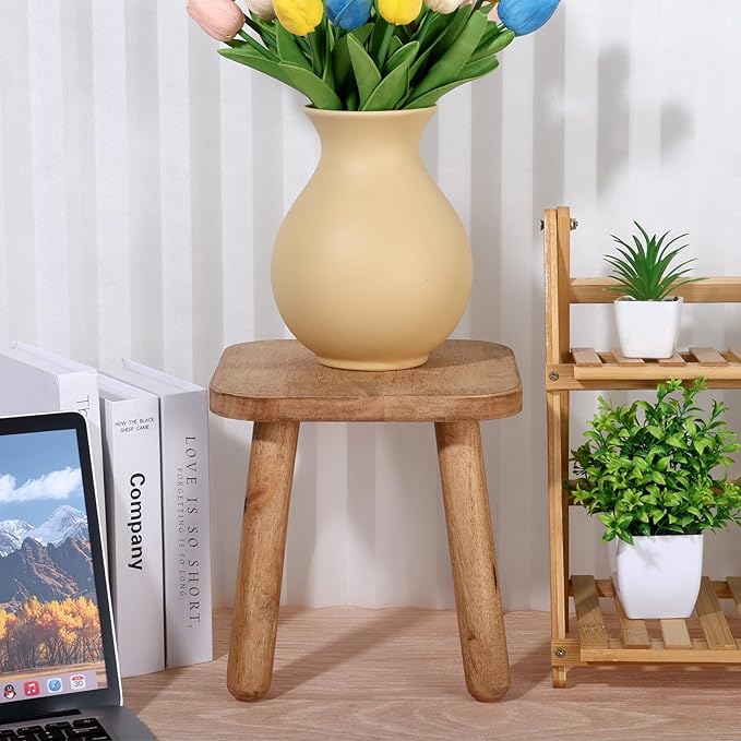 2 Pack Wooden Plant Stand Indoor 9.25” Small Plant Stool Square Wood Plant Stand for Large Plants Sturdy and Stable Flower Pot Stand Holder for Living Room, Balcony, Office, Holds 300 lbs