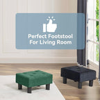 Poofzy Small Foot Stool Ottoman, Linen Ottoman Foot Rest with Legs, Rectangle Foot Rest for Couch, Footstools and Ottomans Small for Living Room and Entryway (Green)
