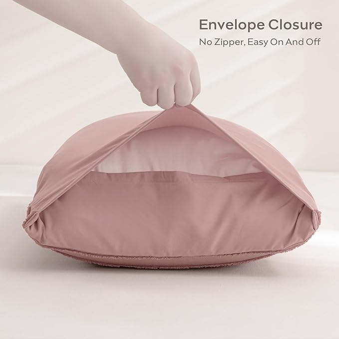 JELLYMONI Pillowcases King Size Smokey Pink 2 Pack Boho Striped Bed Pillow Covers 20x36in Polyester Envelope Pillow Shams Tufted Bohemian Textured (Pillows are not Included)