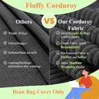 Stuffed Animal Storage Bean Bag Cover (No Filler), Corduroy Kids & Toddler Bean Bag Chair for Teens & Adults, Toy Storage Organizer, Comfy Sofa for Playroom (Dove Gray, Kids (Cover Only）)