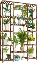 Uneedem Tall Indoor Outdoor Plant Stand - Large 12 Tier Plant Rack with Wooden Shelves for Room, Balcony, Garden, Patio