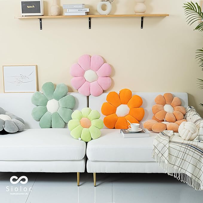 sioloc Flower Pillow,Flower Shaped Throw Pillow Butt Cushion Floor Pillow,Seating Cushion,Cute Room Decor & Plush for Bedroom Sofa Chair(Blush,23.6'')