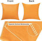 4-Pack 100% Cotton Comfortable Solid Decorative Throw Pillow Case Square Cushion Cover Pillowcase Sublimation Blank Pillow Covers Halloween DIY Throw Pillowcase(20x20 inch/ 50x50cm,Pumpkin Orange)