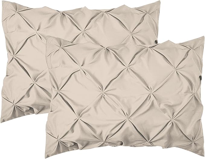 Elegant Comfort 2-Pack Sham Set Pinch Pleat Design, 1500 Premium Hotel Quality Microfiber, Stylish Design-Easy Care, Wrinkle and Stain Resistant, 2-Piece Sham Set, Pleated King, Linen