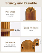 Bamworld Boho Wall Decor Brown Plant Wall Shelf Mid Century Modern Decor Hanging Plant Shelf 16.7in 2 Tier Wooden Floating Shelves for Home Bathroom Bedroom Living Room Office Holding Planter