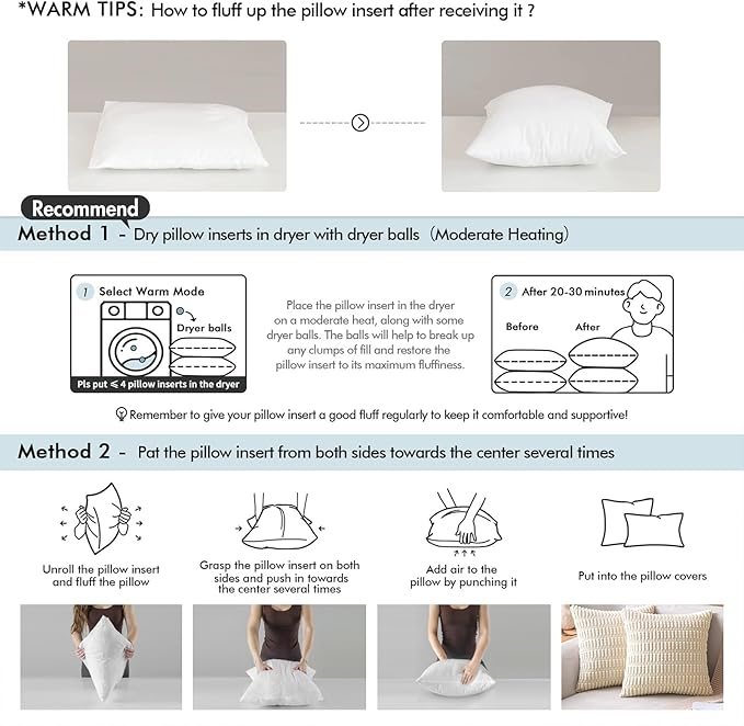 MIULEE 30x30 Euro Pillow Insert -Decorative Throw Pillow with 100% Cotton Cover Square for Sofa Couch
