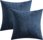 MIULEE Pack of 2 Navy Blue Decorative Pillow Covers 20x20 Inch Soft Chenille Couch Throw Pillows Farmhouse Cushion Covers for Home Decor Sofa Bedroom Living Room