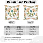 KSLIDS Floral Leaf Soft Velvet Throw Pillow Covers Set of 2 Orange Flowers Sage Green Leaves Decorative Pillow Covers 18x18 Inch Farmhouse Pillow Case for Sofa Couch Living Room Home Decor