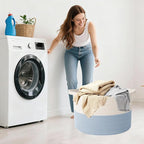 65L Large Blanket Basket,19.7" L x 19.7" W x 13" H Rope Woven Baskets with Handles, Toys Storage Bins,Laundry Basket Perfect for Living Room, Nursery,Bedroom,Home Organization,White&Blue